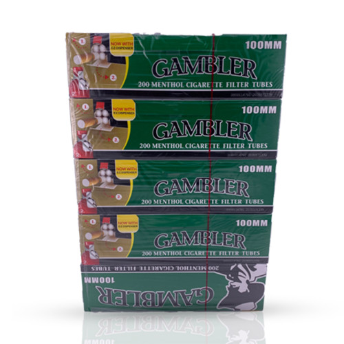 GAMBLER MENTHOL  CIGARETTE FILTER TUBES 100MM 200CT/5PK 